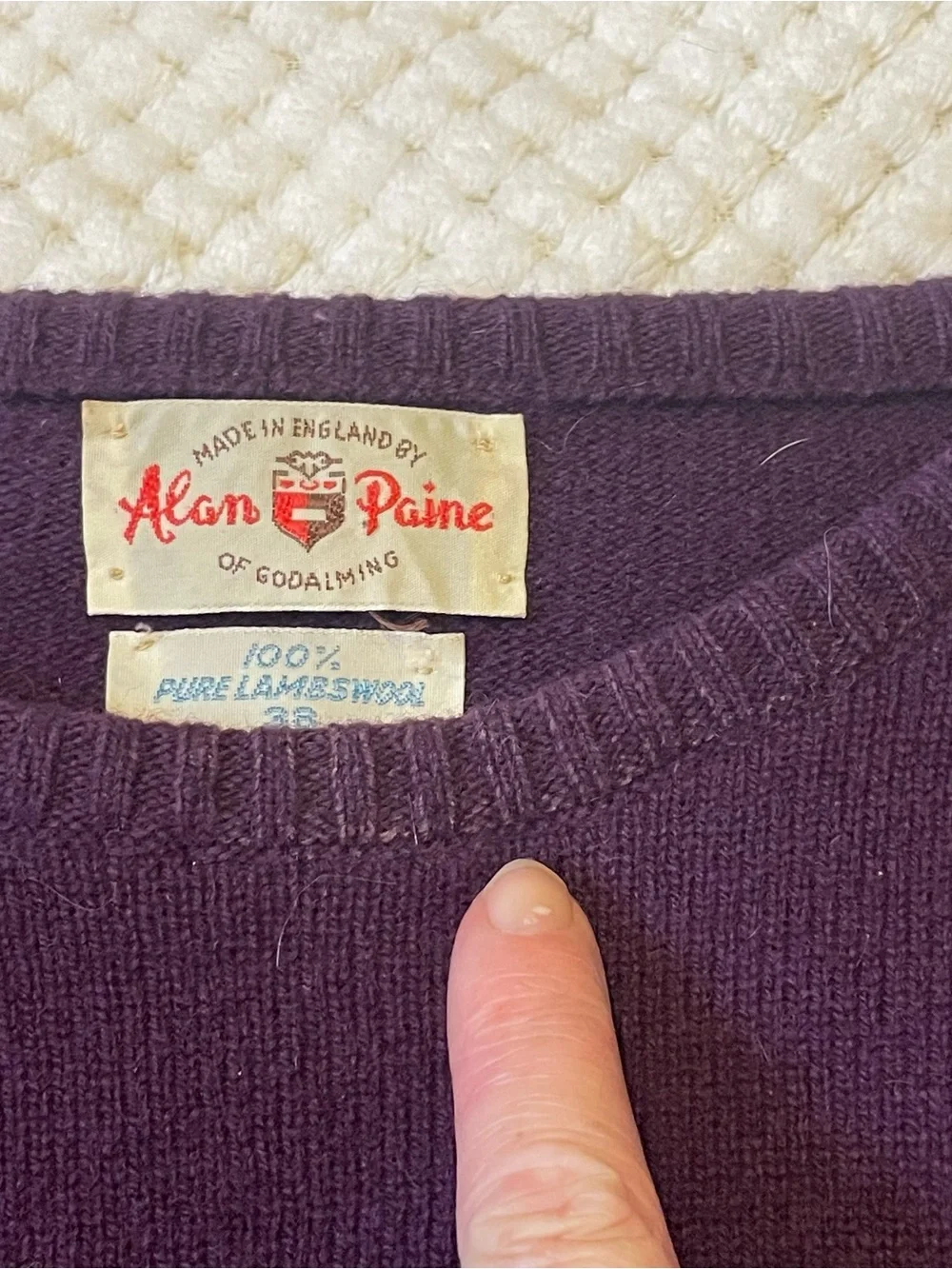 Alan Paine Vintage Men's Crewneck Sweater in Deep Purple medium Pebble Beach